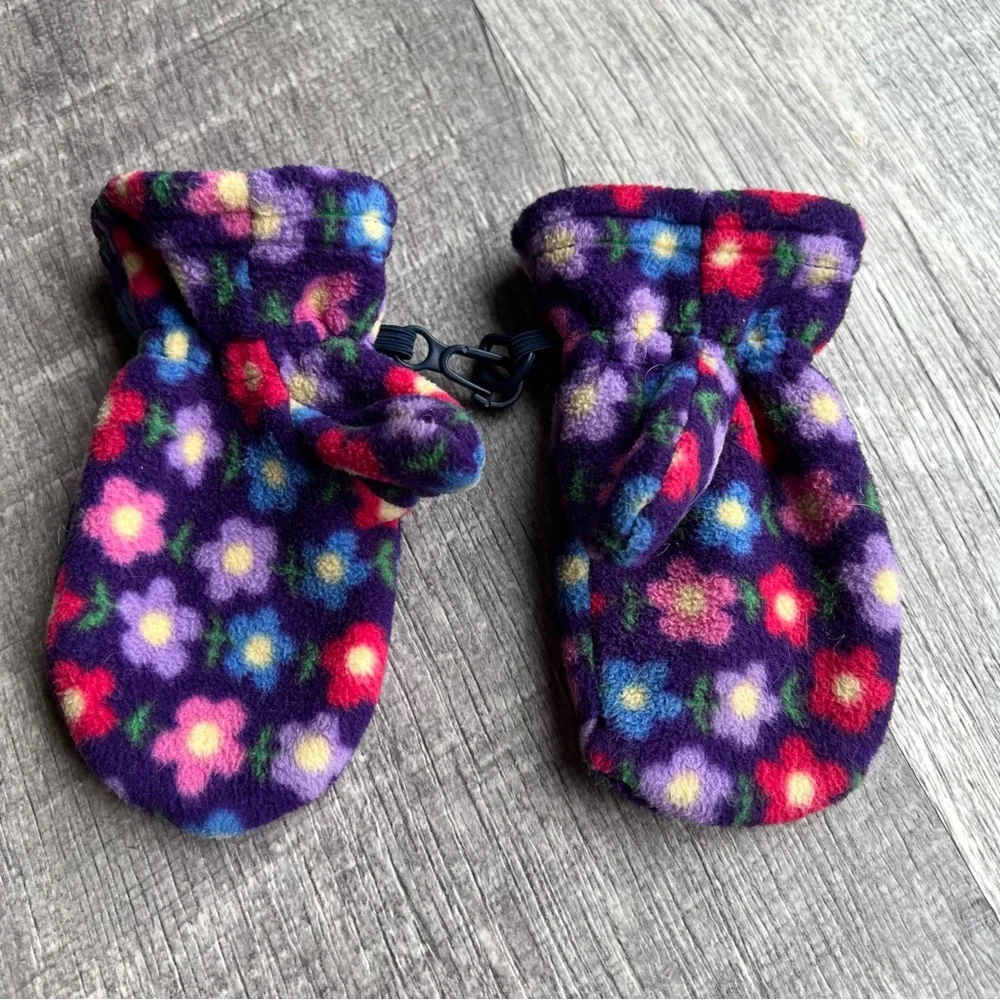 Jojo Maman Bebe Mittens Gloves Floral Purple Pink
